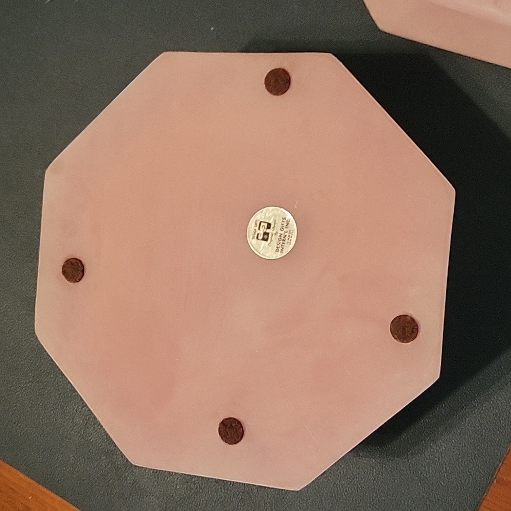 Pink Roses Soapstone Octagon Trinket Box - Picture 5 of 6